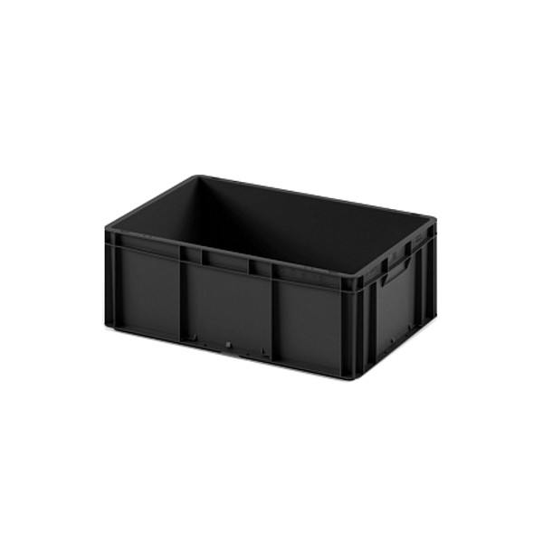 Пластиковый ящик Plast 600x400x220 (ЕС-6422) черный с усиленным дном