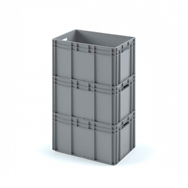 Пластиковый ящик Plast 600x400x320 (ЕС-6432) серый с усиленным дном