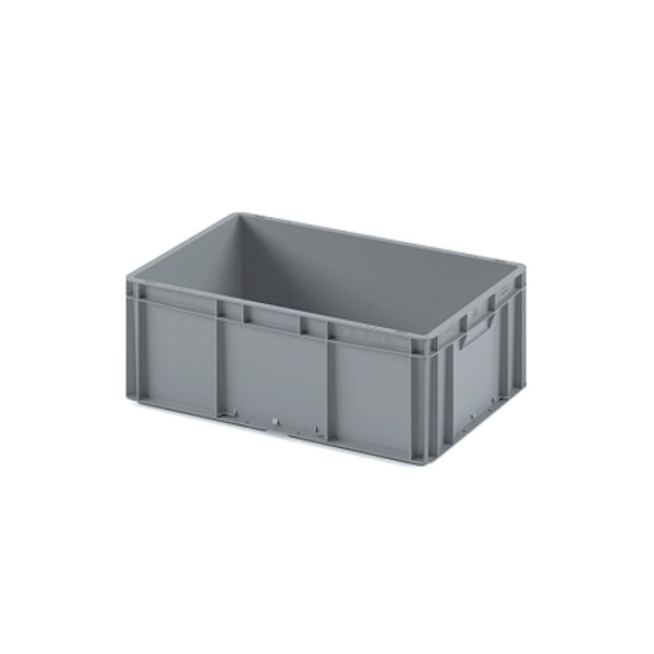 Пластиковый ящик Plast 600x400x220 (ЕС-6422) серый с гладким дном