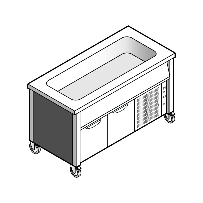 картинка Прилавок EMAINOX EAVR 15 8035318 с охлаждаемой ванной на нейтральном шкафу 