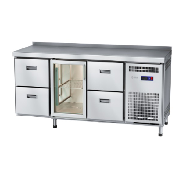 Стол холодильный Abat СХС-60-02 (ящики 1/2, дверь-стекло, ящики 1/2)