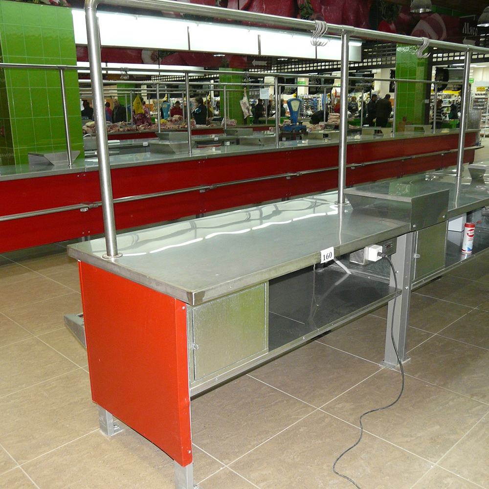 картинка Прилавок холодильный МХМ ПХС-1,55/0,85 (мясной, под выносное холод-е, с креплением для перекладины)