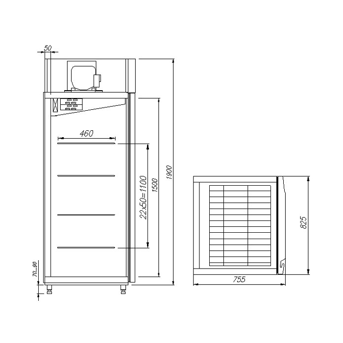 картинка Шкаф холодильный Carboma M700GN-1-G-HHC 0430 (сыр, мясо)