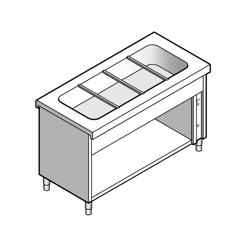 картинка Прилавок-мармит для 1 и 2 блюд EMAINOX 8EGB11 8045010 на открытом шкафу