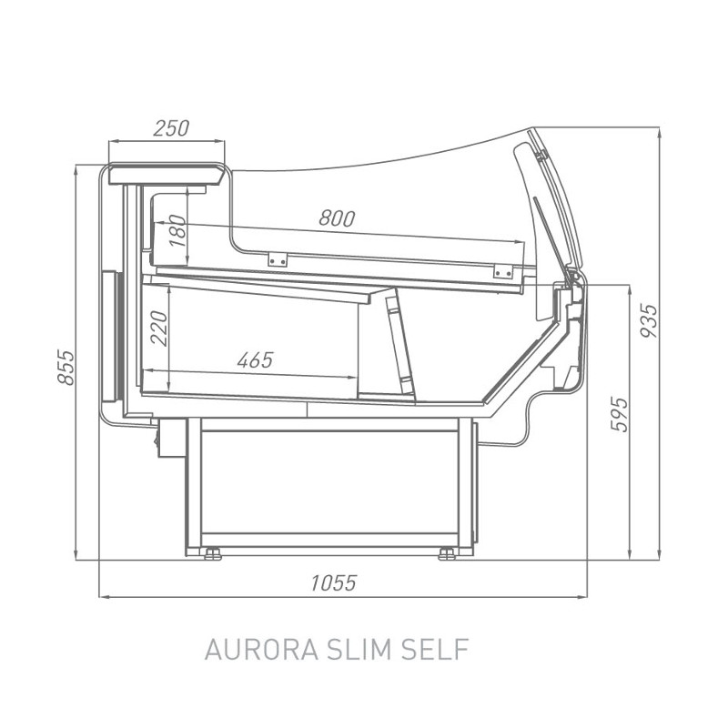 Витрина холодильная Brandford AURORA Slim PLUG-IN 250 вентилируемая SELF