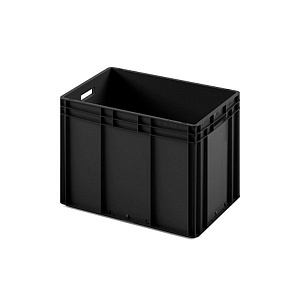 картинка Пластиковый ящик Plast 600x400x420 (ЕС-6442) черный с гладким дном