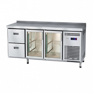 картинка Стол холодильный Abat СХН-60-02 (ящики 1/2, 2 двери-стекло)